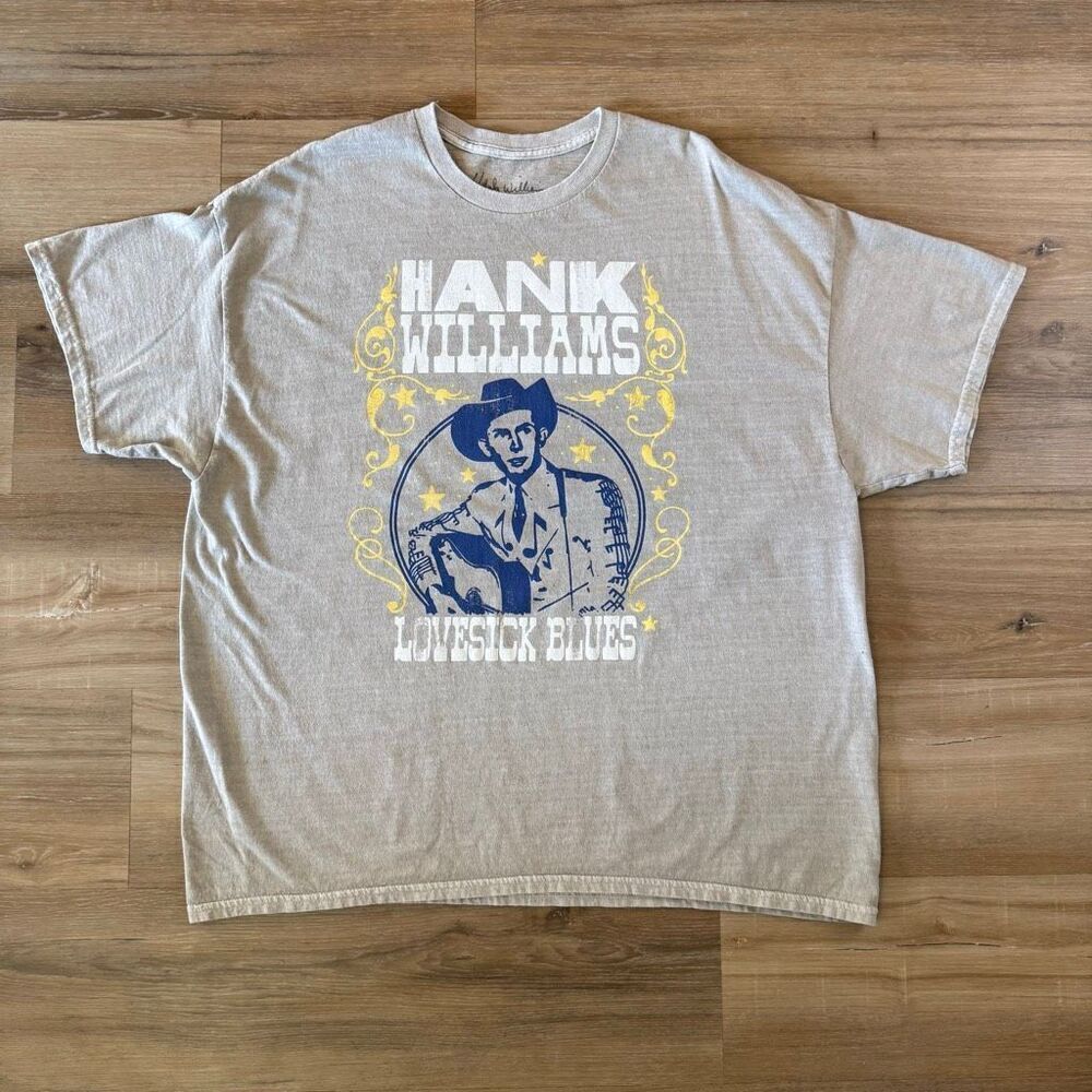 Hank Williams Love Sick Blues Tan Shirt Size Small/Medium Oversized Country